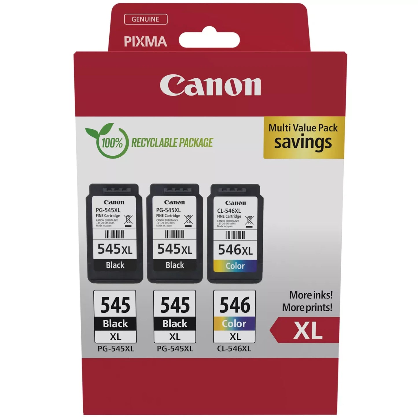 Original Canon PG-545XL x 2/CL-546XL Original Multipack Ink Cartridges (8286B013)