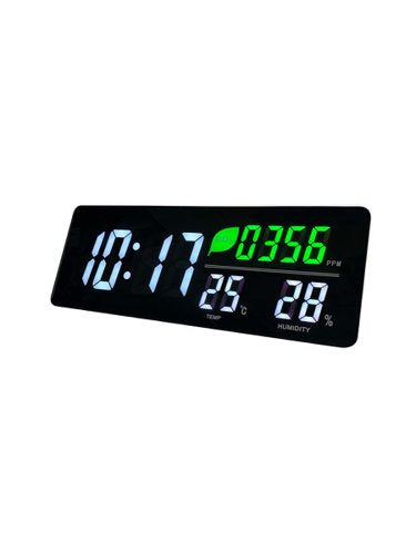 Alba LED Wall Clock With CO2 Level Temperature and Humidity Sensor Black - HORDGTL CO2 UK