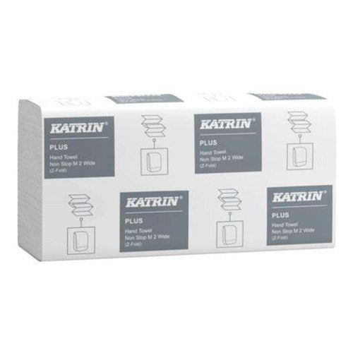 Katrin Plus Z-fold Non-Stop Paper Towels Medium Wide 15x160 Sheets 2-Ply (Pack 2400 Towels) - 61587