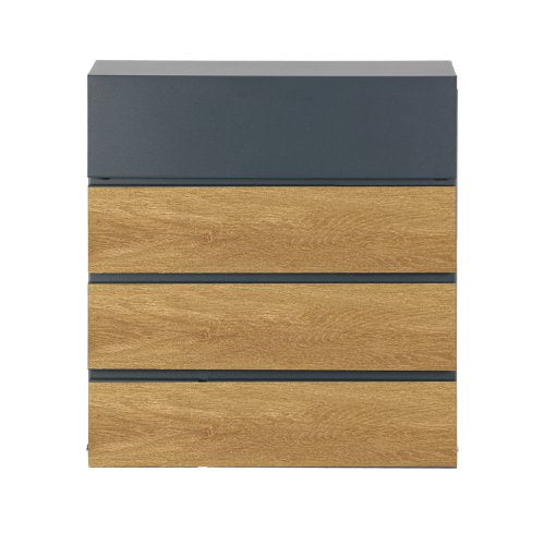 Phoenix Estilo Top Loading Letter Box With Key Lock Graphite Grey and Wood - MB0126KS DD