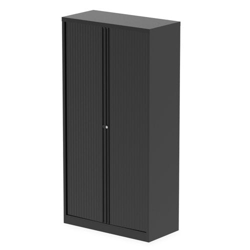 Dynamic Qube by Bisley Side Tambour Cupboard No Shelves H1000 x W1000 x D470mm Black (Made to Order) - BS0035 DD