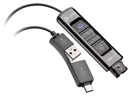 HP Poly DA85-M Microsoft Teams Certified USB-A USB-C to Quick Disconnect Adapter