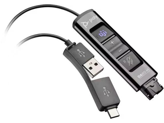 HP Poly DA85-M Microsoft Teams Certified USB-A USB-C to Quick Disconnect Adapter