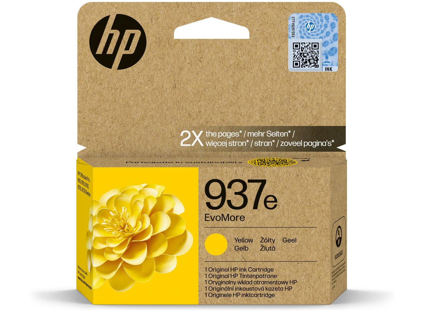 HP 937e EvoMore Yellow Ink Cartridge - 4S6W8NE