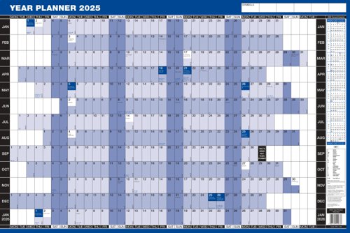 ValueX Year Planner 910 x 610 mm Mounted 2025 - YPM