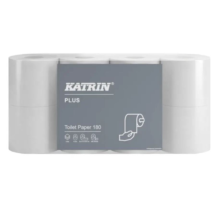 Katrin Plus Toilet Paper Rolls 180 Sheets 3-Ply Packed 8x7 (Pack 56 rolls) - 87709