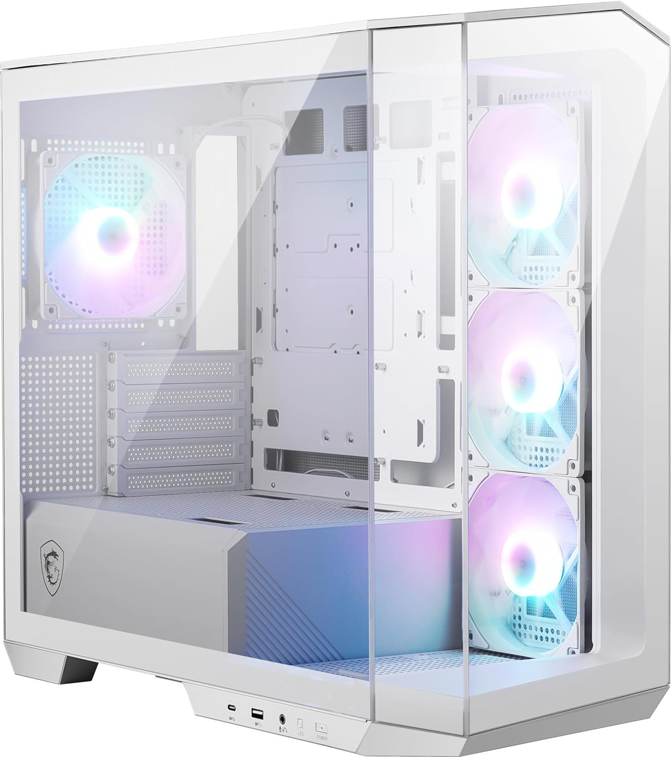 MSI MAG PANO M100R PZ Tempered Glass Panel Micro-ATX White Tower Gaming PC Case