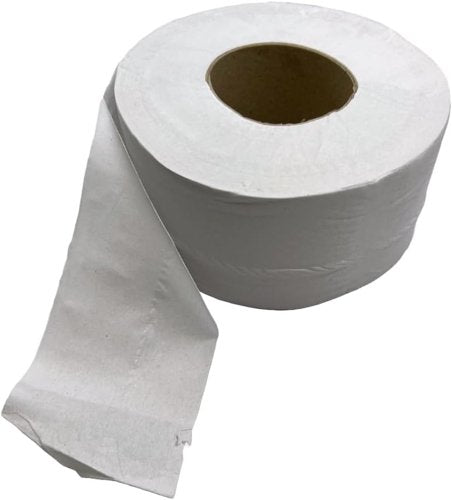 2 ply white mini jumbo recycled toilet rolls - 12 x 150m 76mm core