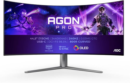 AOC AGON PRO AG456UCZD 45 Inch 3440 x 1440 Pixels Wide Quad HD OLED FreeSync Premium HDMI DisplayPort USB-C Hub Monitor