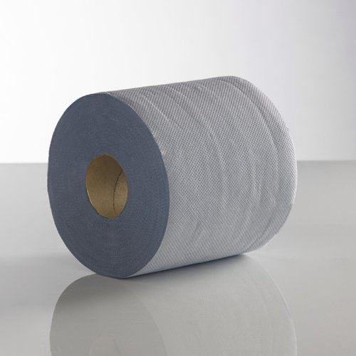 2 Ply blue laminated embossed centrefeed 120m rolls - 6 rolls 166mm width 60mm core