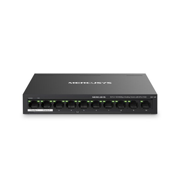 10 Port 10/100Mbps Switch 8 Port PoE+
