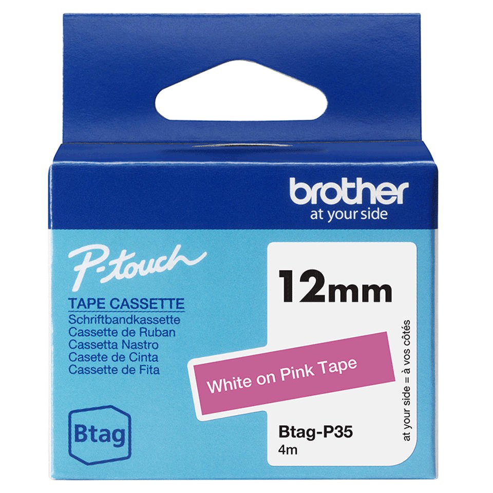 Brother BTAGP35 White on Pink T 12mm