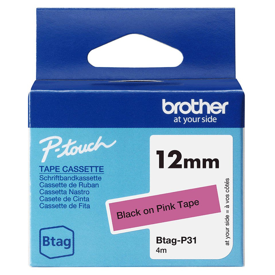 Brother BTAGP31 Black on Pink T 12mm