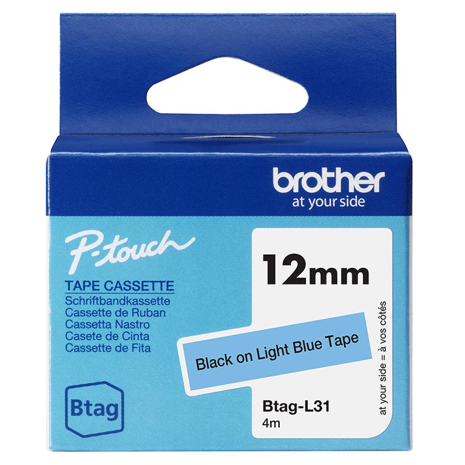 Brother BTAGL31 Bk on Light Blue T 12mm