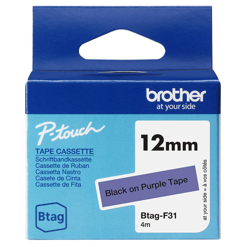 Brother BTAGF31 Bk on Purple Tape 12mm