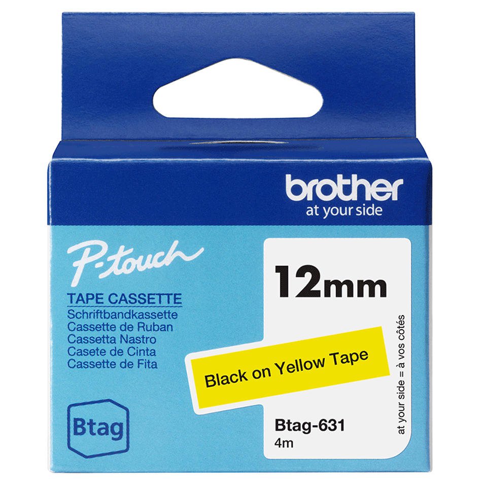Brother BTAG631 Bk on Yellow Tape 12mm
