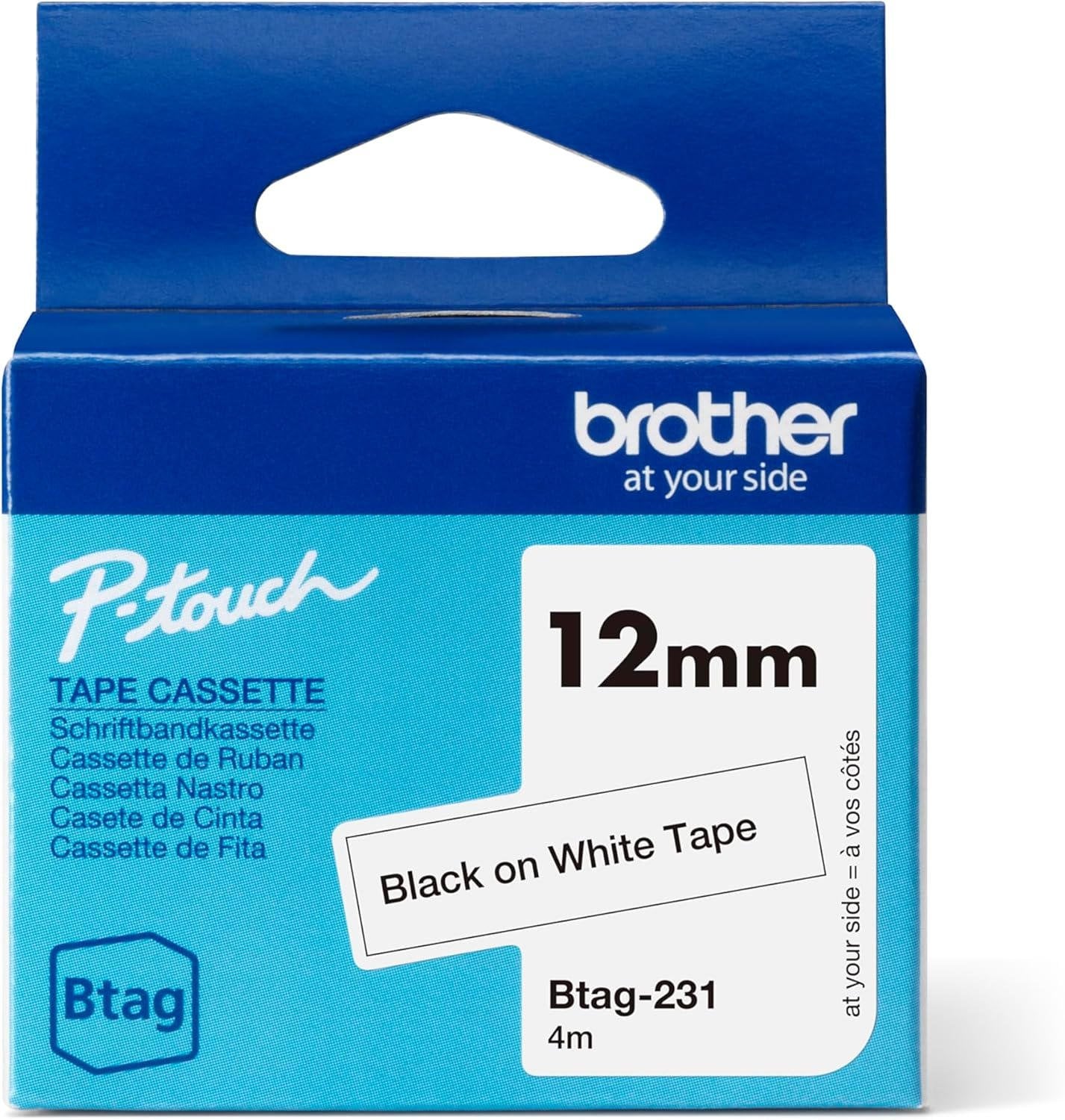 Brother BTAG231 Bk on White Lab Tap 12mm