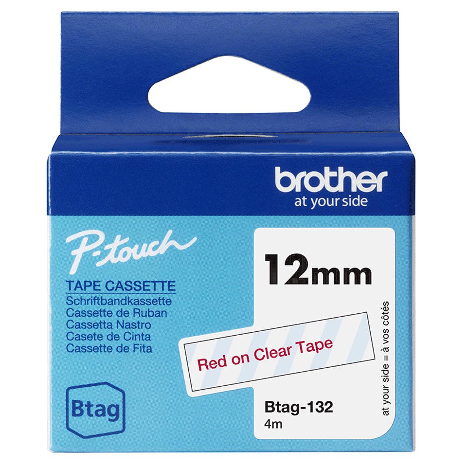 Brother BTAG132 Red on Clear Lab Ta 12mm