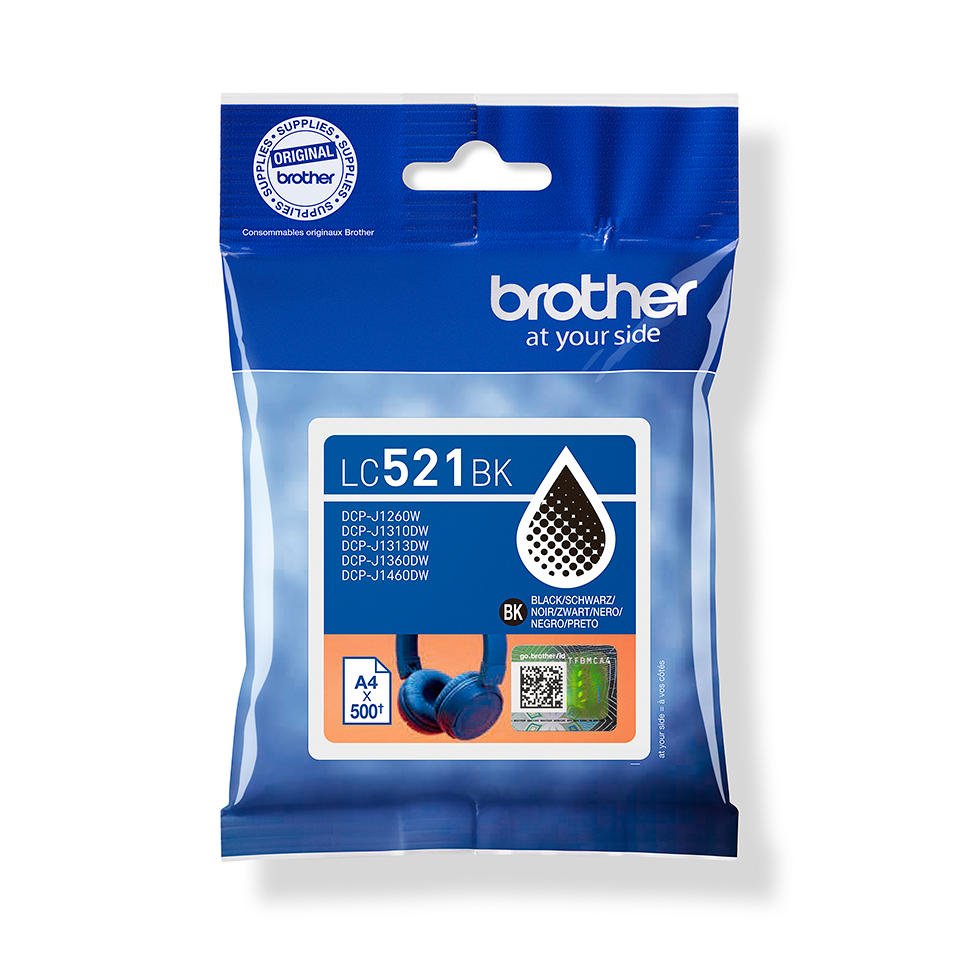 Brother LC521BK Black Ink Cart 500 pages