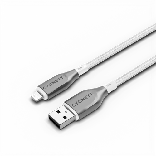 Cygnett 2m Armoured Lightning To USB-A White Cable