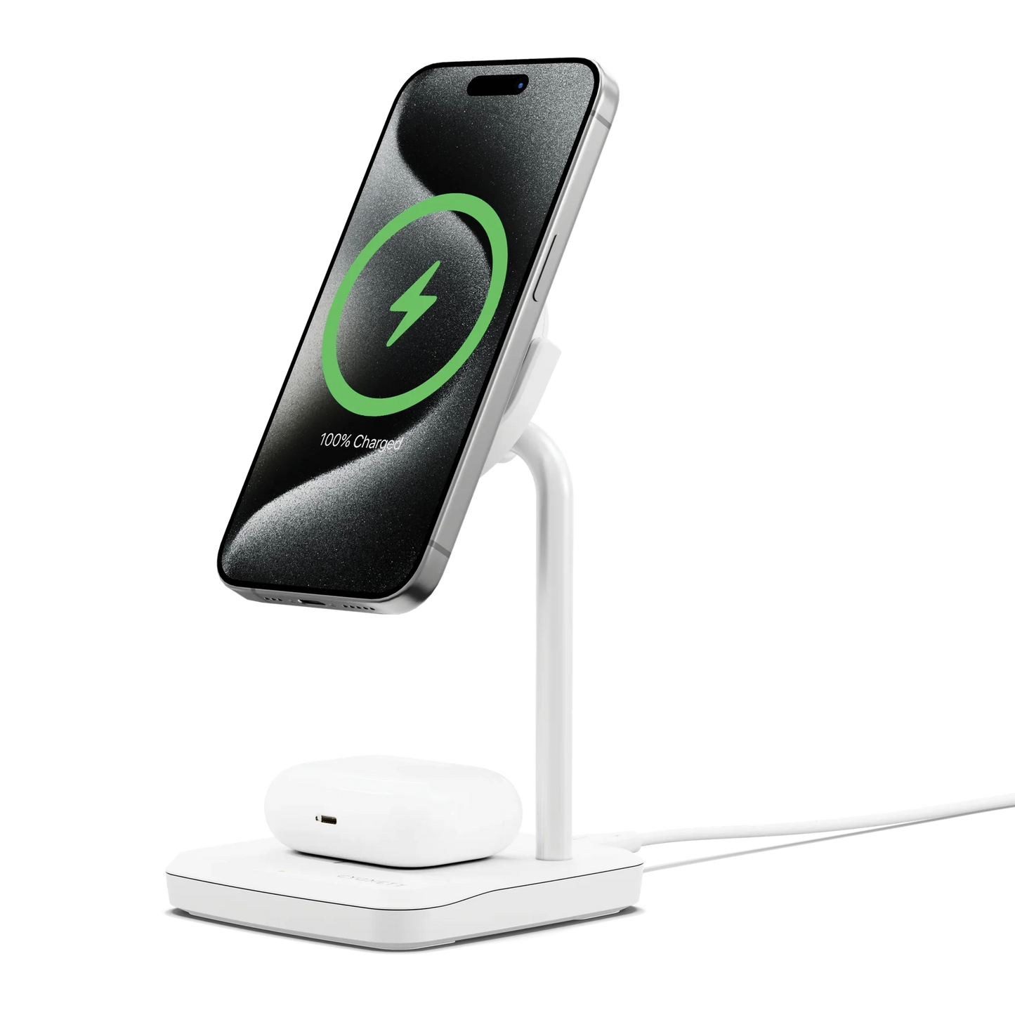Cygnett ChargeBase 2-in-1 Qi 2 Magnetic White Wireless Charger