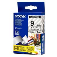 Original Brother TZE121 Black On Clear Label Tape 9mmx8m
