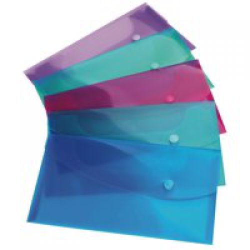 Rapesco Bright Popper Wallet Polypropylene Foolscap Assorted Colours (Pack 5) - 0688