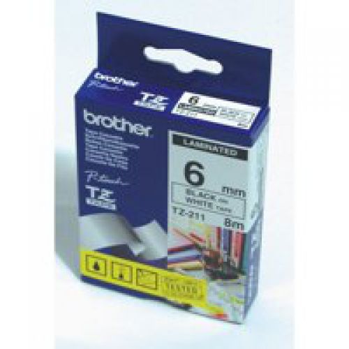 Brother Black On Yellow Label Tape 6mm x 8m - TZE611