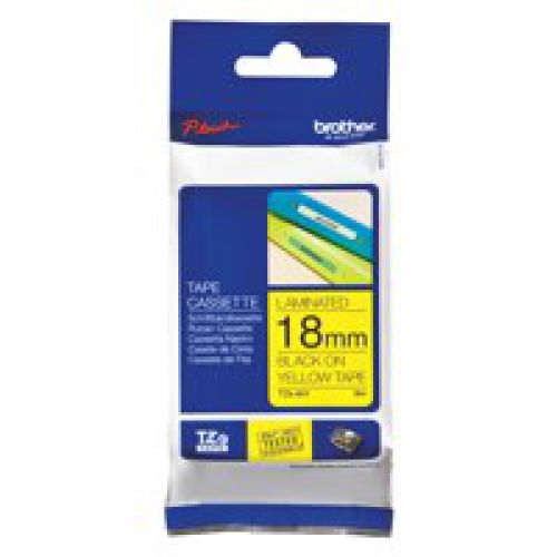 Brother Black On Yellow Label Tape 18mm x 8m - TZE641
