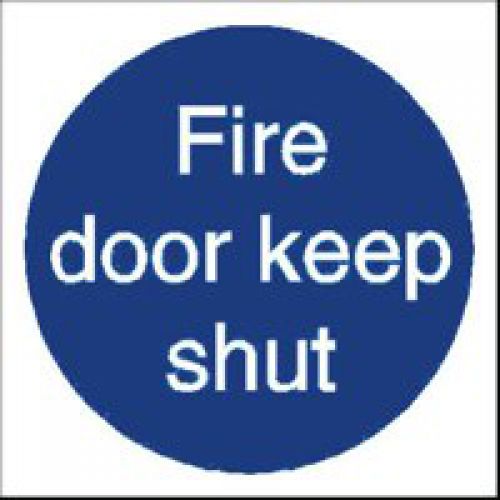 SECO Mandatory Safety Sign Fire Door Keep Shut Self Adhesive Vinyl 100 x 100mm - M014SAV-100X100