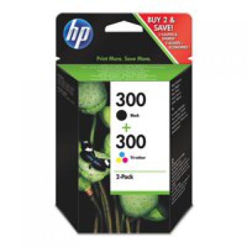 HP 300 Black Tri- Colour Standard Capacity Ink Cartridge Twinpack 4.5ml + 6.5ml (Pack 2) - CN637EE