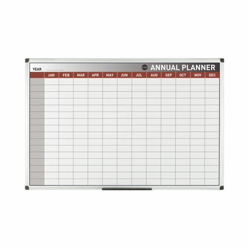 Bi-Office Annual Magnetic Whiteboard Planner Aluminium Frame 900x600mm - GA0337170 DD