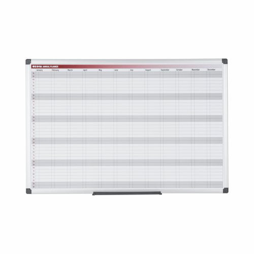 Bi-Office 52-Week Annual Magnetic Whiteboard Planner Aluminium Frame 900x600mm - GA0361170 DD