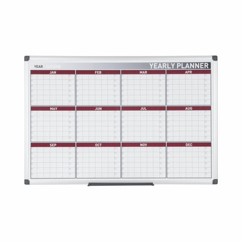 Bi-Office Annual Magnetic Whiteboard Planner Aluminium Frame 900x600mm - GA0375170 DD