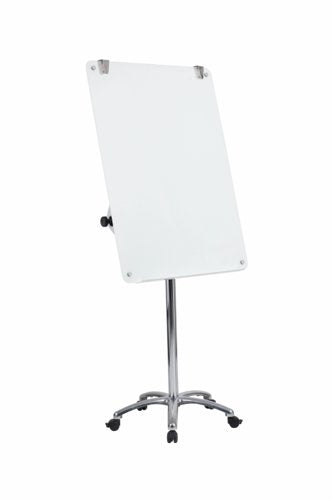 Bi-Office Mobile Glass Flipchart Easel 700x1000mm Magnetic Silver - GEA4850116 DD