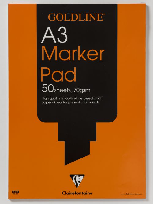 Goldline A3 Bleedproof Marker Pad 70gsm 50 Sheets White Paper GPB1A3Z