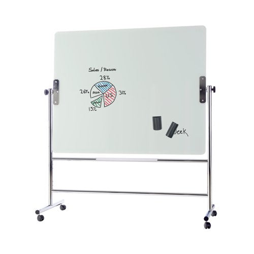 Bi-Office Revolving Double Sided Magnetic Glass Whiteboard 1500x1200mm - GQR0450 DD
