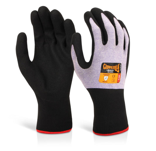 Beeswift Glovezilla Nitrile Foam Nylon Glove Purple S (Pack of 10)