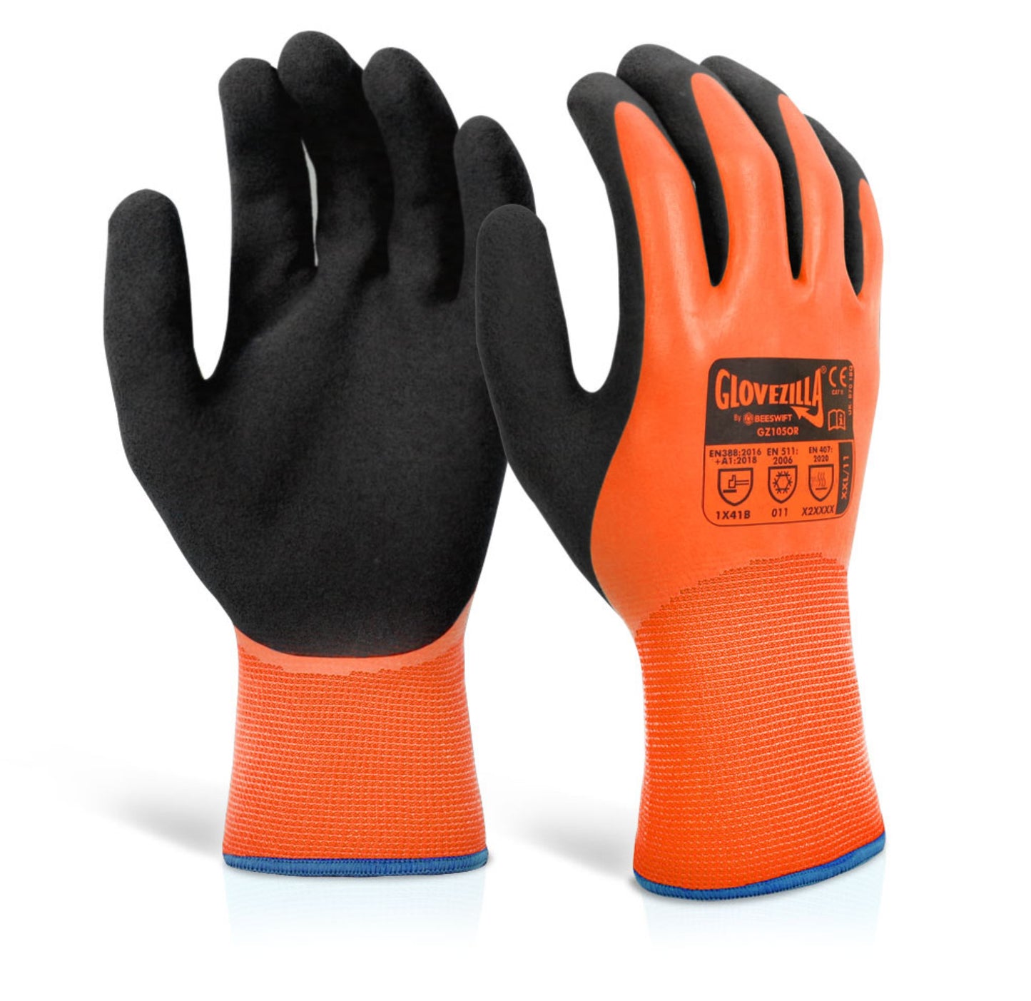 Beeswift Glovezilla Latex Thermal Glove Orange L (Pack of 10)