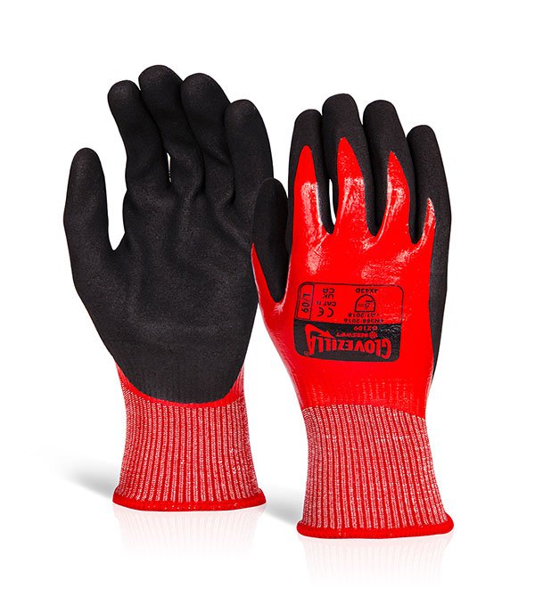 Beeswift GLOVEZILLA WATERPROOF NITRILE CUT D GLOVE RED XXL (11) Pk10