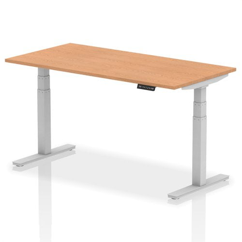 Dynamic Air 1600 x 800mm Height Adjustable Desk Oak Top Silver Leg HA01019 DD