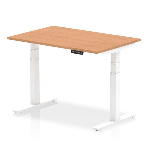 Dynamic Air 1200 x 800mm Height Adjustable Desk Oak Top White Leg HA01037 DD