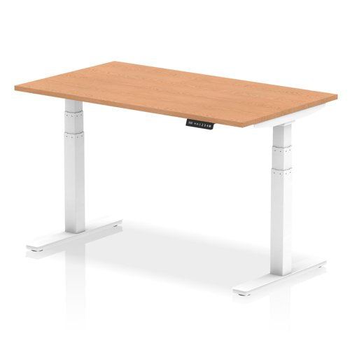 Dynamic Air 1400 x 800mm Height Adjustable Desk Oak Top White Leg HA01038 DD