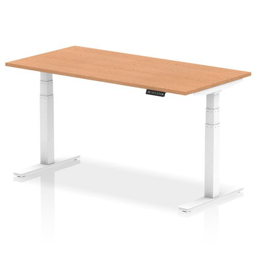 Dynamic Air 1600 x 800mm Height Adjustable Desk Oak Top White Leg HA01039 DD