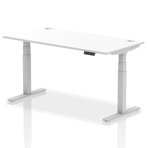 Dynamic Air 1600 x 800mm Height Adjustable Desk White Top Cable Ports Silver Leg HA01091 DD