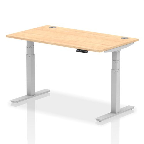 Dynamic Air 1400 x 800mm Height Adjustable Desk Maple Top Cable Ports Silver Leg HA01094 DD