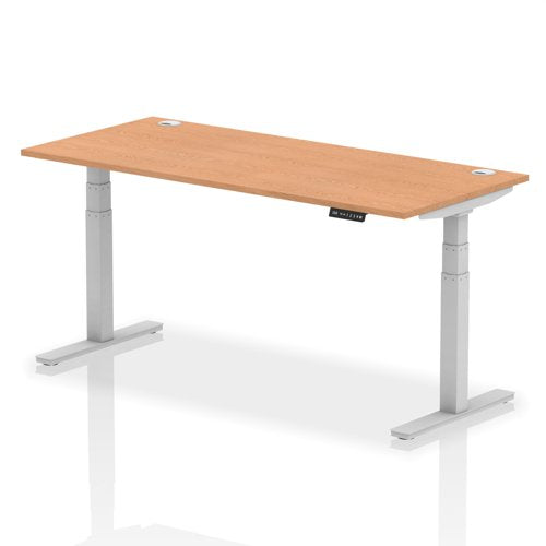 Dynamic Air 1800 x 800mm Height Adjustable Desk Oak Top Cable Ports Silver Leg HA01100 DD