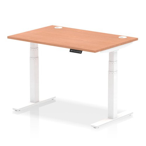 Dynamic Air 1200 x 800mm Height Adjustable Desk Beech Top Cable Ports White Leg HA01101 DD
