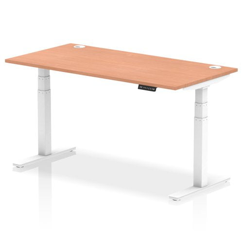 Dynamic Air 1600 x 800mm Height Adjustable Desk Beech Top Cable Ports White Leg HA01103 DD