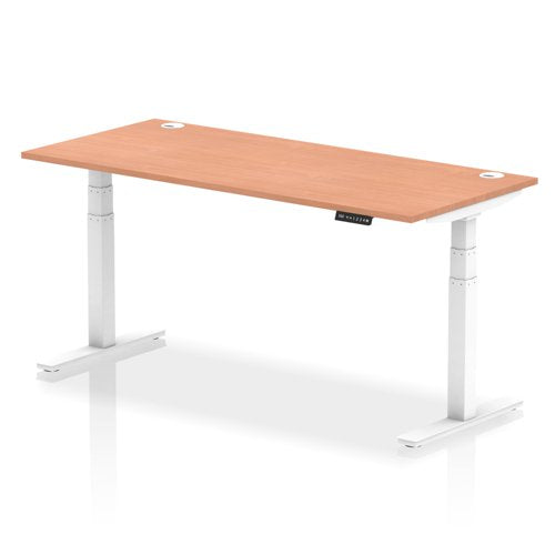 Dynamic Air 1800 x 800mm Height Adjustable Desk Beech Top Cable Ports White Leg HA01104 DD